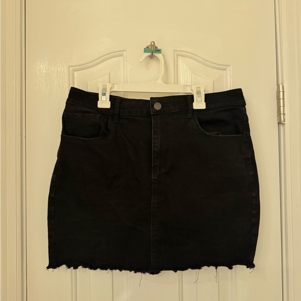 Classic Black Denim Skirt